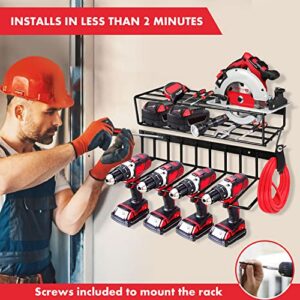 SHARPBEA Power Tool Organizer Drill Holder for Garage Organization & Drill Storage | Garage Tool Organizers and Storage with Garage Storage Shelves & Drill Holder Wall Mount Storage Rack Drill Rack