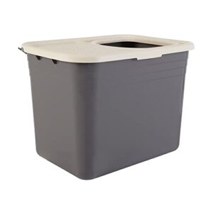 amazon basics nonstick top-entry cat litter box with filter lid, large, gray