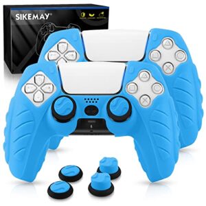sikemay anti-slip ps5 controller cover, soft silicone protective case for playstation 5 controller, ps5 controller skin for playstation 5 dualsense wireless controller, 2 pack with 4 x thumb grip caps