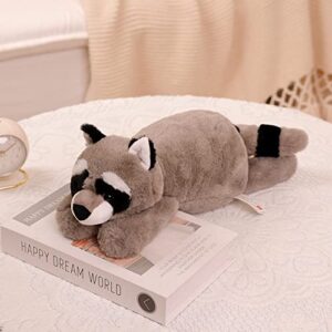 REYBEYOLA Cute Sloth Stuffed Animal Kawaii Plush Raccoon Fox Crocodile Sloth Weighted Stuffed Animals Throw Pillow (Grey, 18 inch)