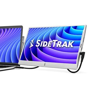 sidetrak swivel 14” patented attachable portable monitor for laptop | fhd tft laptop dual screen | mac, pc & chrome compatible | fits all laptops | powered by usb-c or mini hdmi (light silver)