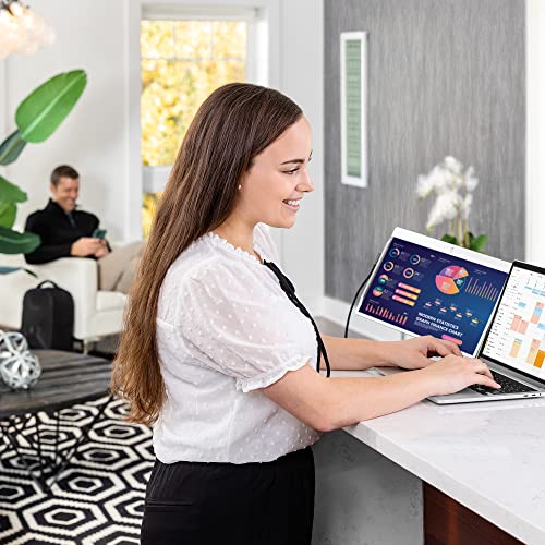 SideTrak Swivel 14” Patented Attachable Portable Monitor for Laptop | FHD TFT Laptop Dual Screen | Mac, PC & Chrome Compatible | Fits All Laptops | Powered by USB-C or Mini HDMI (Light Silver)