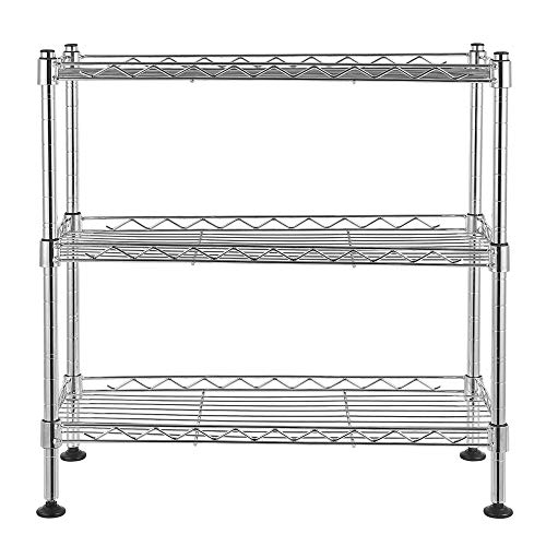 3 Tier Storage Shelf Wire Shelving Unit Steel Shelving Adjustable Metal Storage Rack Metal Shelving Unit Shelves for Pantry, Garage, Basement, Living Room, Kitchen, 17.7''L x 7.87''W x 17.72''H