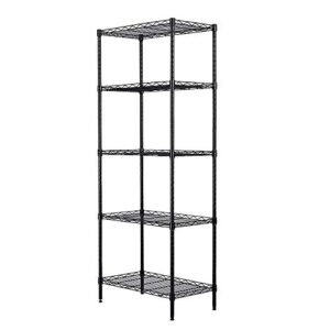 karl home 5 tier wire shelving unit height adjustable storage metal shelf, heavy duty garage rack for office, kitchen, laundry (21.3" l x 11.4" w x 59.1" h, black)