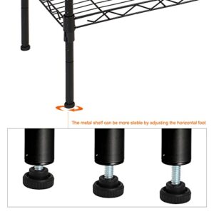 Karl home 5 Tier Wire Shelving Unit Height Adjustable Storage Metal Shelf, Heavy Duty Garage Rack for Office, Kitchen, Laundry (21.3" L x 11.4" W x 59.1" H, Black)