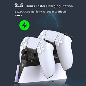 Ps5 Controller Charging Station,Playstation 5 Controller with Fast Switch Dock AC Adapter,DualSense Controller Station ps5 Stand,Playstation 5 Accessories Dock with LED Charging Display HONCAM-White