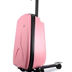 iubest Scooter Luggage Carry On Scooter Suitcase for Kids Age 4-15, Detachable & Foldable 4 in 1 Kids Suitcase, Multifunctional Ride On Travel Trolley Scooter Combo-Pink