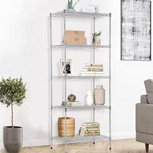 Wire Shelving Unit, NSF 5-Tier Shelf Utility Steel Commercial Grade Storage Shelves 24" L x 14" W x 60" H Heavy Duty Metal Shelves Organizer Rack with Leveling Feet for Kitchen Office Garage, Chrome