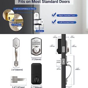 Veise Fingerprint Door Lock Set, Keyless Entry Door Lock, Front Door Handle Sets, Electronic Keypad Deadbolt with Lever Handle, 2 Keys, Auto Lock, Code Door Lock, Easy Installation, Satin Nickel