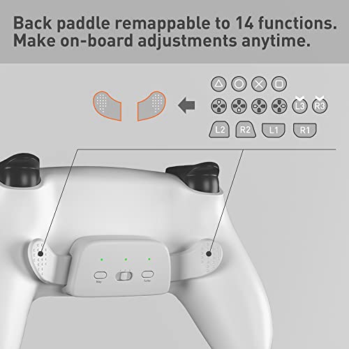 Mytrix Customized Controller with 2 Remappable Paddles for PlayStation 5 (PS5), Programmable Back Buttons with Fast Turbo Auto-Fire, 3 Setup Saving Slots Onboard Switch - White, with TLOU Part 1