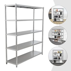 LiFuJunDong Stainless Steel Shelves Kitchen Shelving 59x17.7x68.9 Inch 5 Tier Heavy Duty Shelf Metal Rack Shelving Units and Storage for Kitchen and Garage