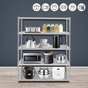 LiFuJunDong Stainless Steel Shelves Kitchen Shelving 59x17.7x68.9 Inch 5 Tier Heavy Duty Shelf Metal Rack Shelving Units and Storage for Kitchen and Garage