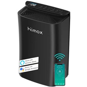 himox air purifiers for home large room, smart wifi and pm2.5 monitor h13 true hepa filter removes up to 99.97% of particles, ozone free for pets allergies smokers dust pollen auto mode, alexa control