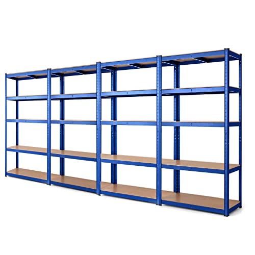 IRONMAX Metal Garage Storage Shelving, 5 Tier Adjustable Rack Shelf Organization, Heavy Duty Shelves Unit for Warehouse Pantry Closet Kitchen Basement, 30’’W x 12’’D x 60’’H (4, Navy Blue)