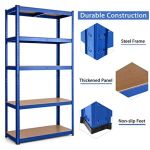 IRONMAX Metal Garage Storage Shelving, 5 Tier Adjustable Rack Shelf Organization, Heavy Duty Shelves Unit for Warehouse Pantry Closet Kitchen Basement, 30’’W x 12’’D x 60’’H (4, Navy Blue)