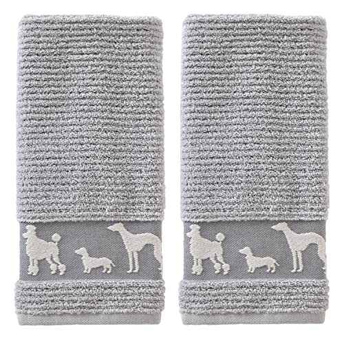 SKL Home Vern Yip Dog Daze Hand Towel Set, Gray 2 Count