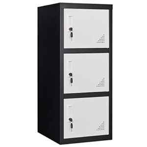 zonleson metal locker storage cabinet for school, gym, home, office employee lock box,steel organizer with 3 doors & keys,steel storage cabinet