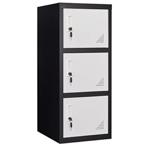 ZONLESON Metal Locker Storage Cabinet for School, Gym, Home, Office Employee Lock Box,Steel Organizer with 3 Doors & Keys,Steel Storage Cabinet