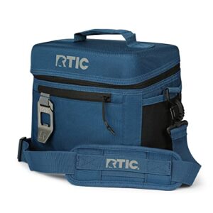 rtic 8 can everyday cooler, soft sided portable insulated cooling for lunch, beach, drink, beverage, travel, camping, picnic, for men and women, navy