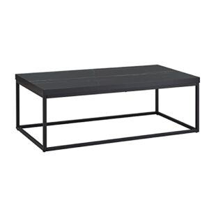 CENSI Black Marble Coffee Table for Living Room, 47 Inch Modern Industrial Rectangular Wood and Metal Center Coffee Table