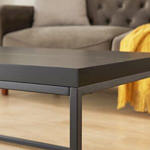 CENSI Black Marble Coffee Table for Living Room, 47 Inch Modern Industrial Rectangular Wood and Metal Center Coffee Table