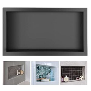 suteck shower niche, 12"x24" shower niches ready for tile,stainless steel shower shelf insert niches for tile showers,single niche tile recessed for bedroom,living room,toile,bathroom storage black