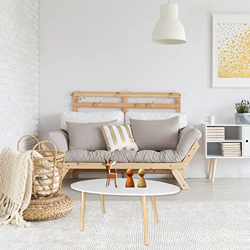 MyHarney Oval Coffee Table Midcentury Modern Coffee Table Wood Coffee Table Modern Coffee Table for Living Room, Small Modern Furniture for Home, 39.3" D x 19.6" W x 16.5" H