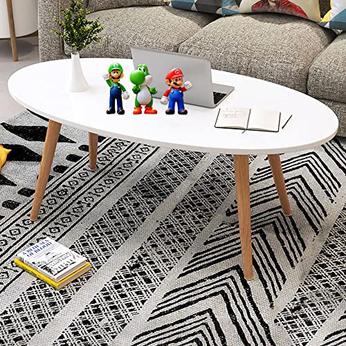 MyHarney Oval Coffee Table Midcentury Modern Coffee Table Wood Coffee Table Modern Coffee Table for Living Room, Small Modern Furniture for Home, 39.3" D x 19.6" W x 16.5" H