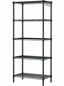 dabufoy 5 tier metal shelving, kitchen shelves, adjustable storage shelves heavy duty, wire rack shelf garage organizer, standing storage shelf units for bathroom pantry (black, 23.22l x 13w x 59h)