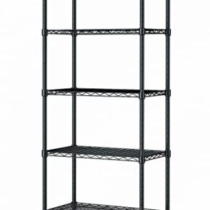 DABUFOY 5 Tier Metal Shelving, Kitchen Shelves, Adjustable Storage Shelves Heavy Duty, Wire Rack Shelf Garage Organizer, Standing Storage Shelf Units for Bathroom Pantry (Black, 23.22L x 13W x 59H)