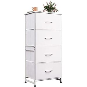 wlive dresser with 4 drawers, storage tower, organizer unit, fabric dresser for bedroom, hallway, entryway, closets, sturdy steel frame, wood top, easy pull handle, white
