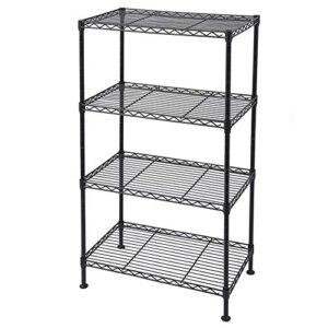 karl home 4-tier heavy duty metal storage shelves, adjustable wire shelf rack for kitchen/bathroom/pantry/cabinet/garage organizers,700lbs capacity, 19.69”l x 11.81”w x 31.5" h, black