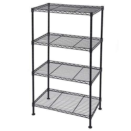 Karl home 4-Tier Heavy Duty Metal Storage Shelves, Adjustable Wire Shelf Rack for Kitchen/Bathroom/Pantry/Cabinet/Garage Organizers,700lbs Capacity, 19.69”L x 11.81”W x 31.5" H, Black