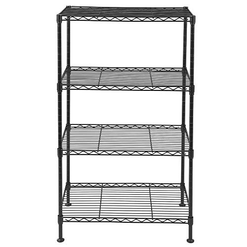 Karl home 4-Tier Heavy Duty Metal Storage Shelves, Adjustable Wire Shelf Rack for Kitchen/Bathroom/Pantry/Cabinet/Garage Organizers,700lbs Capacity, 19.69”L x 11.81”W x 31.5" H, Black