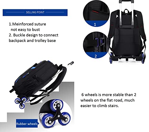 Boys Rolling Backpack Kids Trolley School Bag with Wheels Wheeled Luggage Bookbag