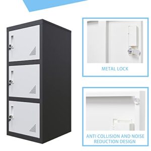 OSEILLC Metal Lockers with 3 Doors for Employees, 3-Tier Storage Locker, Vertical Small Locker, Locker Cabinet with Keys, Vertical Metal Cabinet for Home Office, Gym, School, Room Organizer