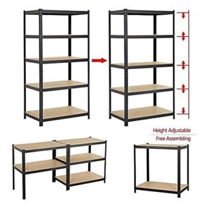 5 Tier Storage Shelve Heavy Duty Metal Shelving Units, Bolt-free Assembly, 80H x 40W x 20D inch, Adjustable Utility Shelf Steel Storage Rack with Durable MDF Boards for Garage Kitchen Bedroom (Black)