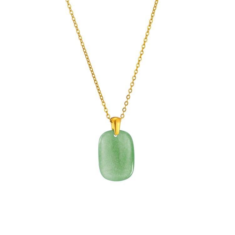 B&D Gifts for Wife Mom Handmade Jade Necklace Good Fortune Necklace14K Gold Plated Jade Pendant for Women Genuine Natural Green Jade Jewelry Necklace for Wife, Mom, Girlfriend, Grandma (Gold)