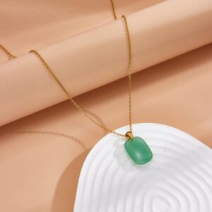 B&D Gifts for Wife Mom Handmade Jade Necklace Good Fortune Necklace14K Gold Plated Jade Pendant for Women Genuine Natural Green Jade Jewelry Necklace for Wife, Mom, Girlfriend, Grandma (Gold)