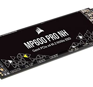 Corsair MP600 PRO NH 2TB PCIe Gen4 x4 NVMe M.2 SSD – High-Density TLC NAND – M.2 2280 – DirectStorage Compatible - Up to 7,000MB/sec - No Heatsink - Black