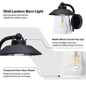 LUTEC Outdoor Indoor Wall Lantern, Farmhouse Barn Wall Sconce Lighting Fixture,Matte Black Finish Anti-Rust Wall Mount Light, Waterproof Wall lamp with Clear Glass for Porch, Exterior, Patio