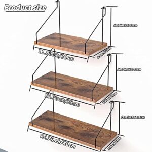 Hawgeylea Floating Shelves of Wall,Hanging Shelves Set of 3,with 3 Types of Installation,Easy to Install-Wall Shelves for Bedroom, Bathroom, Living Room, Kitchen-Storage & Decoration（30+35+40cm）