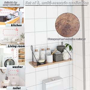 Hawgeylea Floating Shelves of Wall,Hanging Shelves Set of 3,with 3 Types of Installation,Easy to Install-Wall Shelves for Bedroom, Bathroom, Living Room, Kitchen-Storage & Decoration（30+35+40cm）