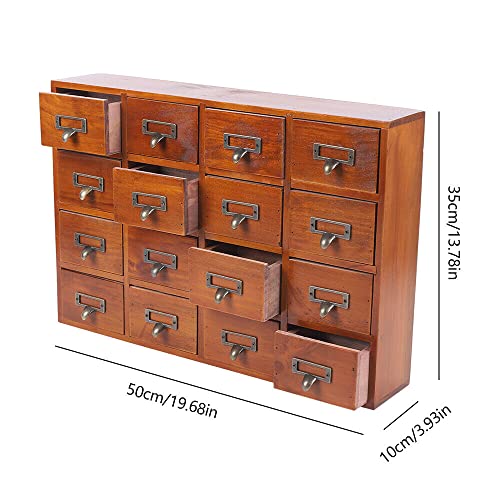 YIYIBYUS 16 Drawers Apothecary Cabinet, Supply Desk Drawer Organizer - Home Office Desk Organization and Storage - Rustic Storage Drawers Dressers for Bedroom - Traditional Apothecary Cabinet