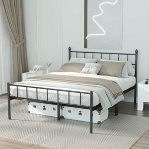 UYUK Queen Size Metal Bed Frame with Headboard, Large Storage Space Under The Bed, Heavy Duty Easy Assembly