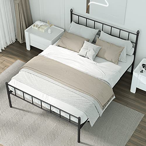 UYUK Queen Size Metal Bed Frame with Headboard, Large Storage Space Under The Bed, Heavy Duty Easy Assembly