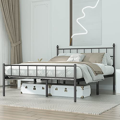 UYUK Queen Size Metal Bed Frame with Headboard, Large Storage Space Under The Bed, Heavy Duty Easy Assembly