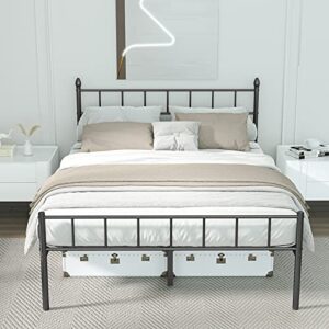 UYUK Queen Size Metal Bed Frame with Headboard, Large Storage Space Under The Bed, Heavy Duty Easy Assembly