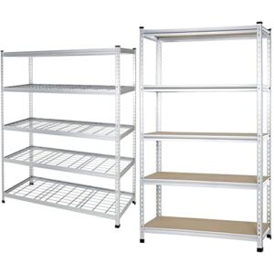 amazon basics heavy duty storage shelving unit - double post, 60 x 24 x 78 inch, high-grade aluminum & medium duty storage shelving double post press board shelf, 48 x 18 x 72 inch, aluminum