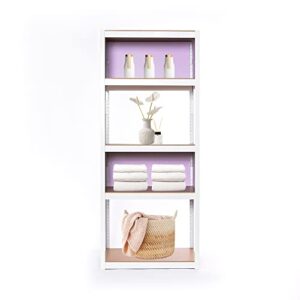 kepsuul white 5 tier customizable storage shelving unit heavy duty modular metal organizing rack for kitchen, pantry, closet, office, 32.1" w x 16.4" d x 76.9" h, 2 set of side & back panels, purple